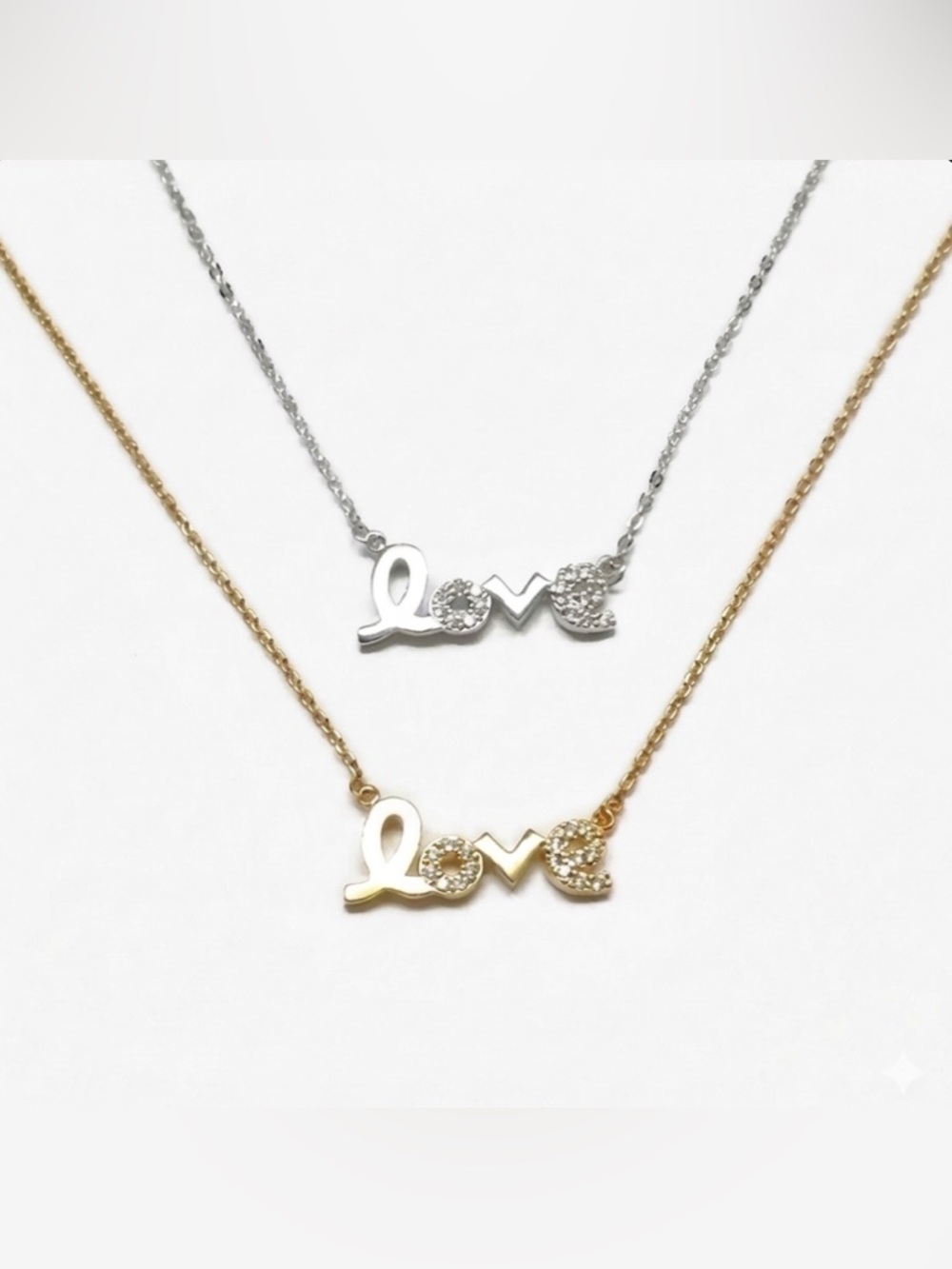 Pave Cubic Zirconia LOVE Necklace